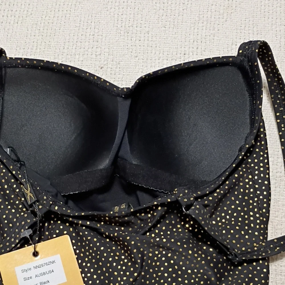 NWT Nip Tuck Swimsuit One Piece Black And Gold Multi Fit Cup Women's Size 4 - Picture 9 of 11